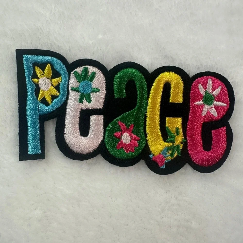 Peace Floral Patch Unisex OS Multicolor New Embroidered‎ Iron On Boho